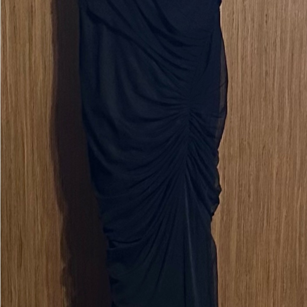 Tadashi Shoji Black Ruched Maxi Dress